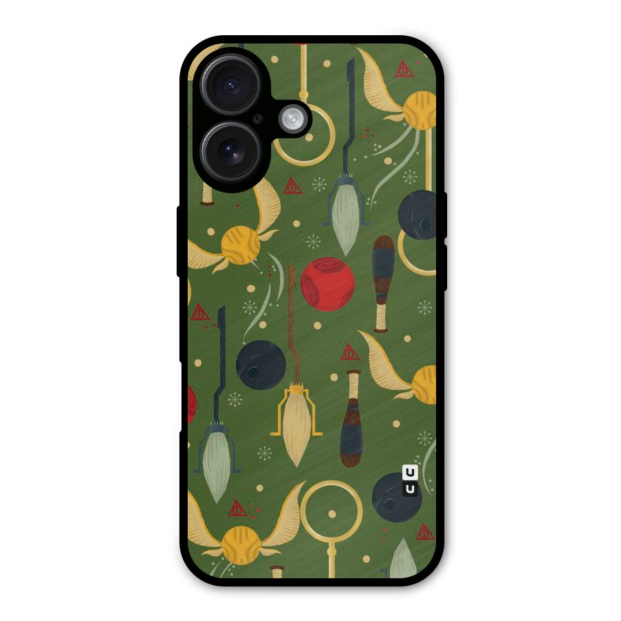 Flying Ball Pattern Metal Back Case for iPhone 16