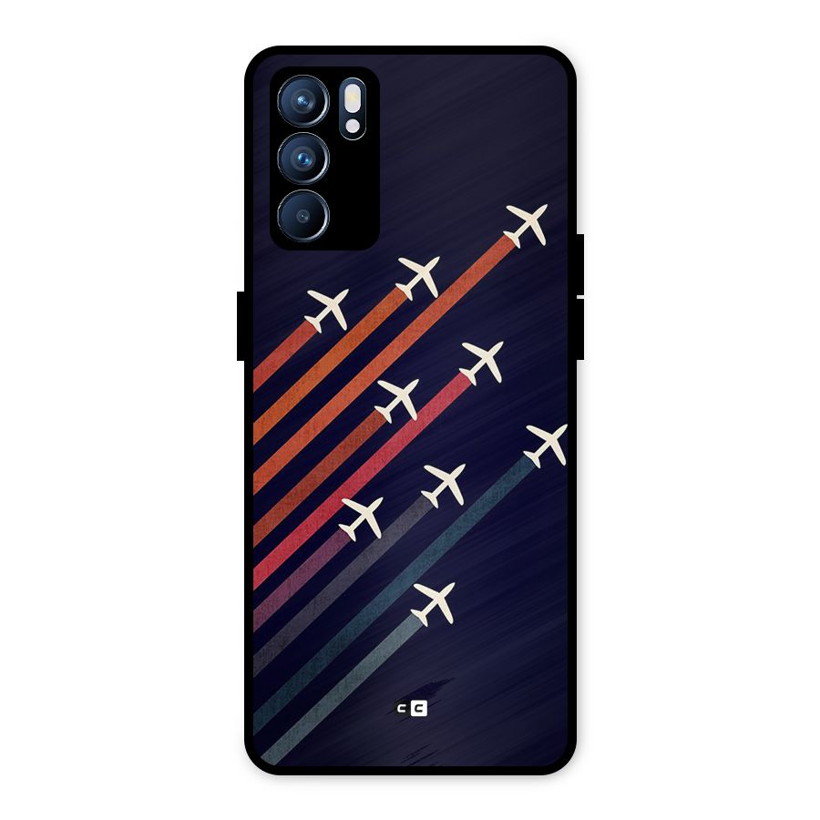 Flying Planes Metal Back Case for Oppo Reno6 5G