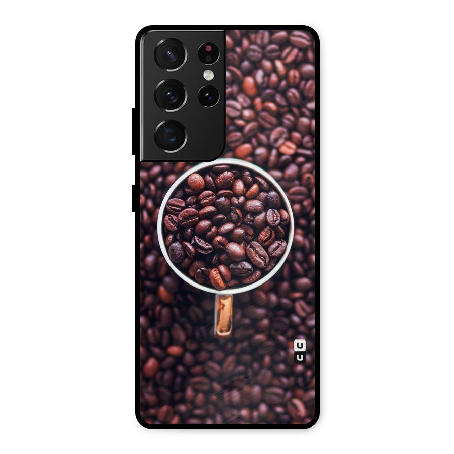 Focus Coffee Beans Metal Back Case for Galaxy S21 Ultra 5G