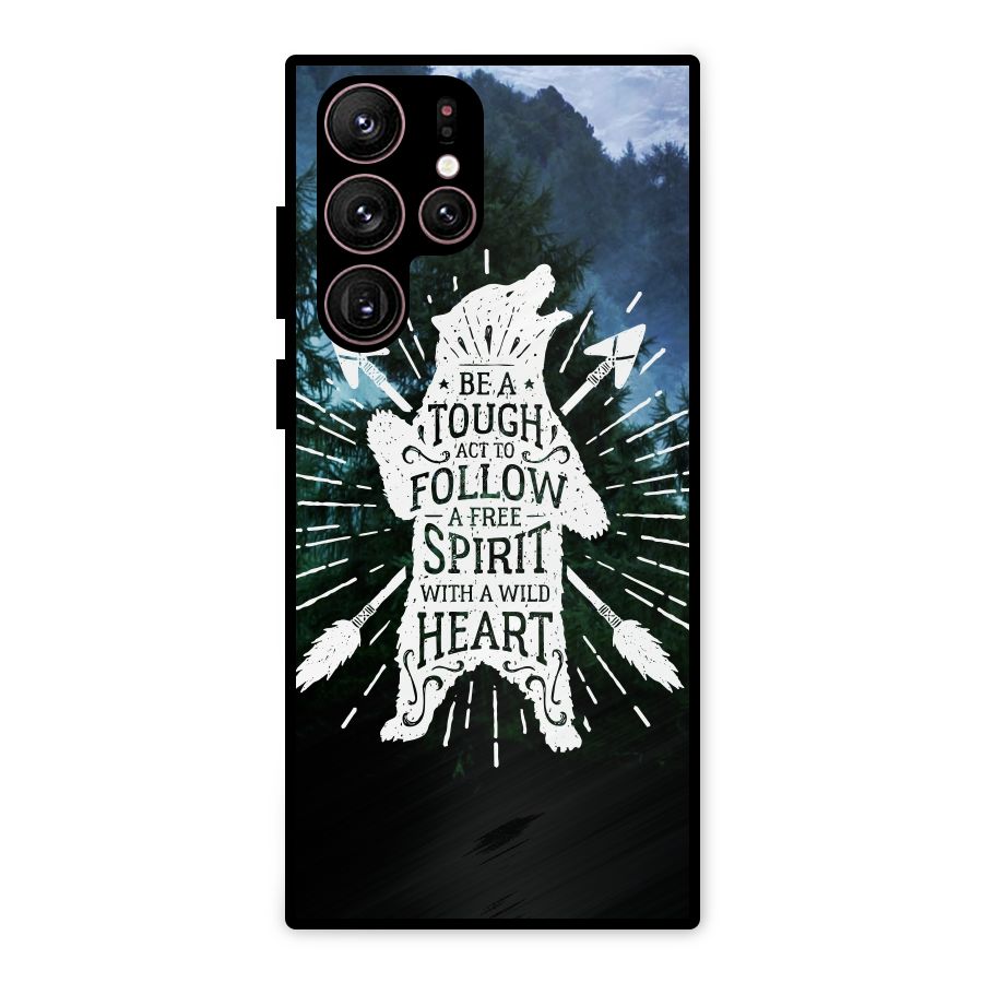 Follow Spirit Heart Metal Back Case for Galaxy S22 Ultra 5G