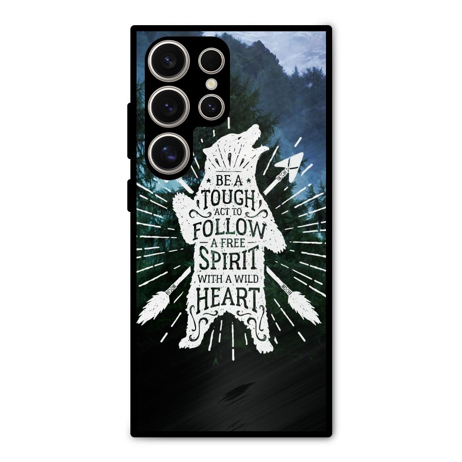 Follow Spirit Heart Metal Back Case for Galaxy S24 Ultra