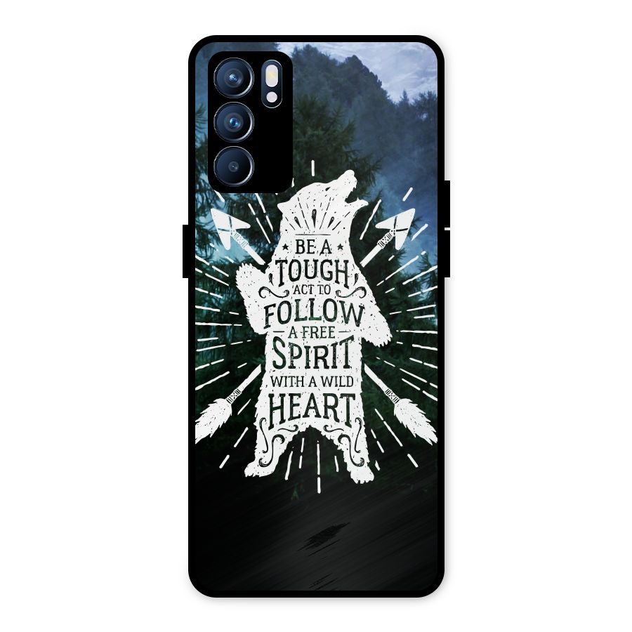 Follow Spirit Heart Metal Back Case for Oppo Reno6 5G