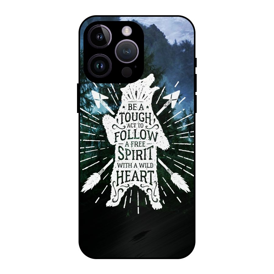 Follow Spirit Heart Metal Back Case for iPhone 14 Pro Max