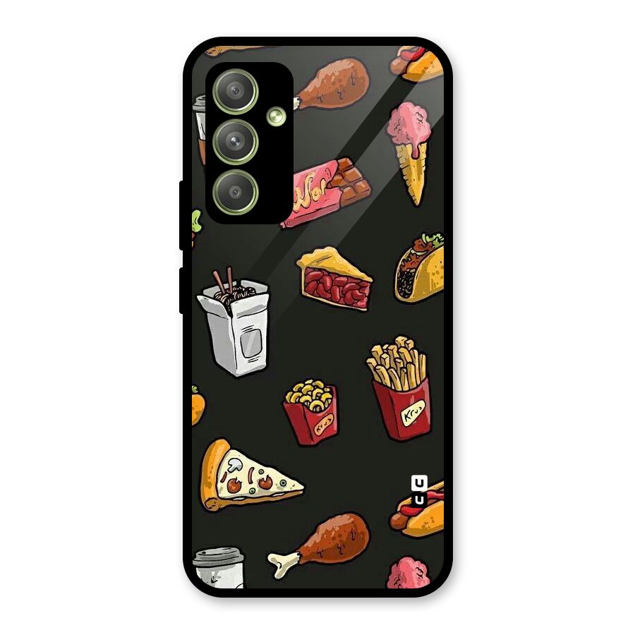Foodie Pattern Glass Back Case for Galaxy A54