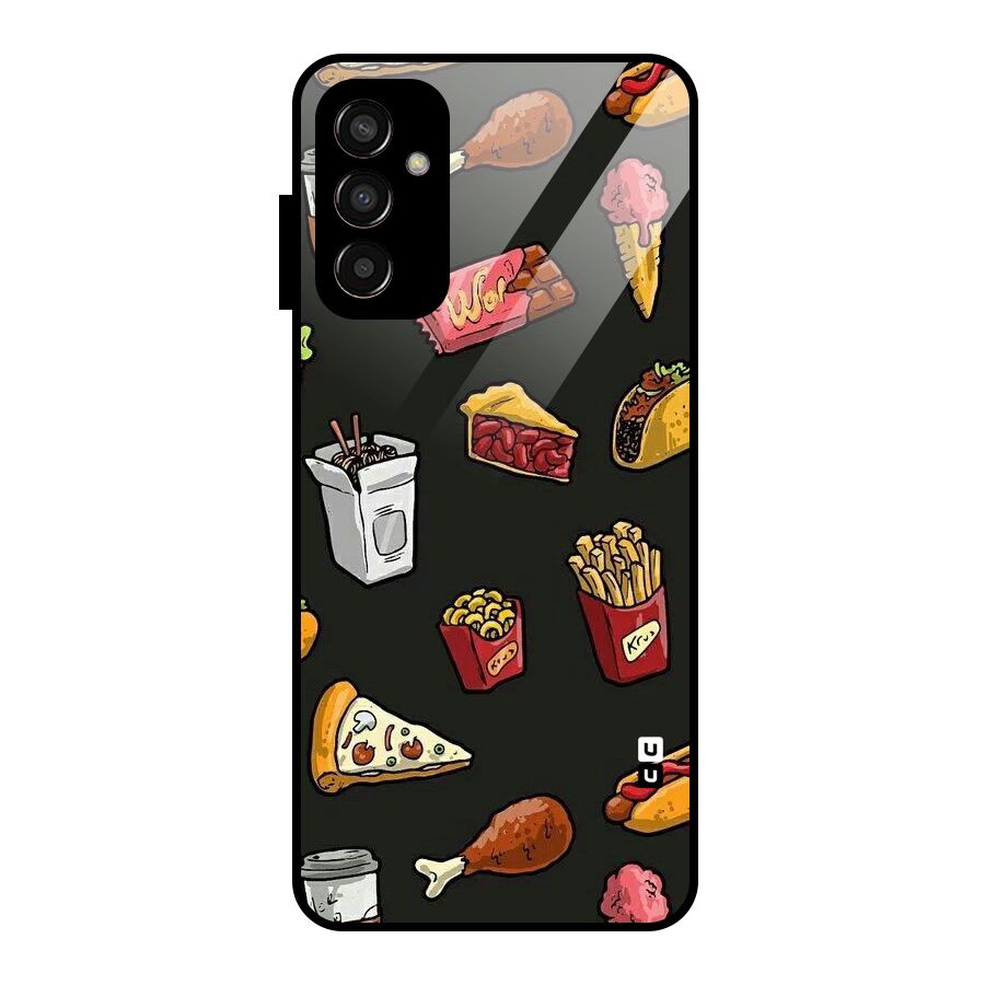 Foodie Pattern Glass Back Case for Galaxy F13