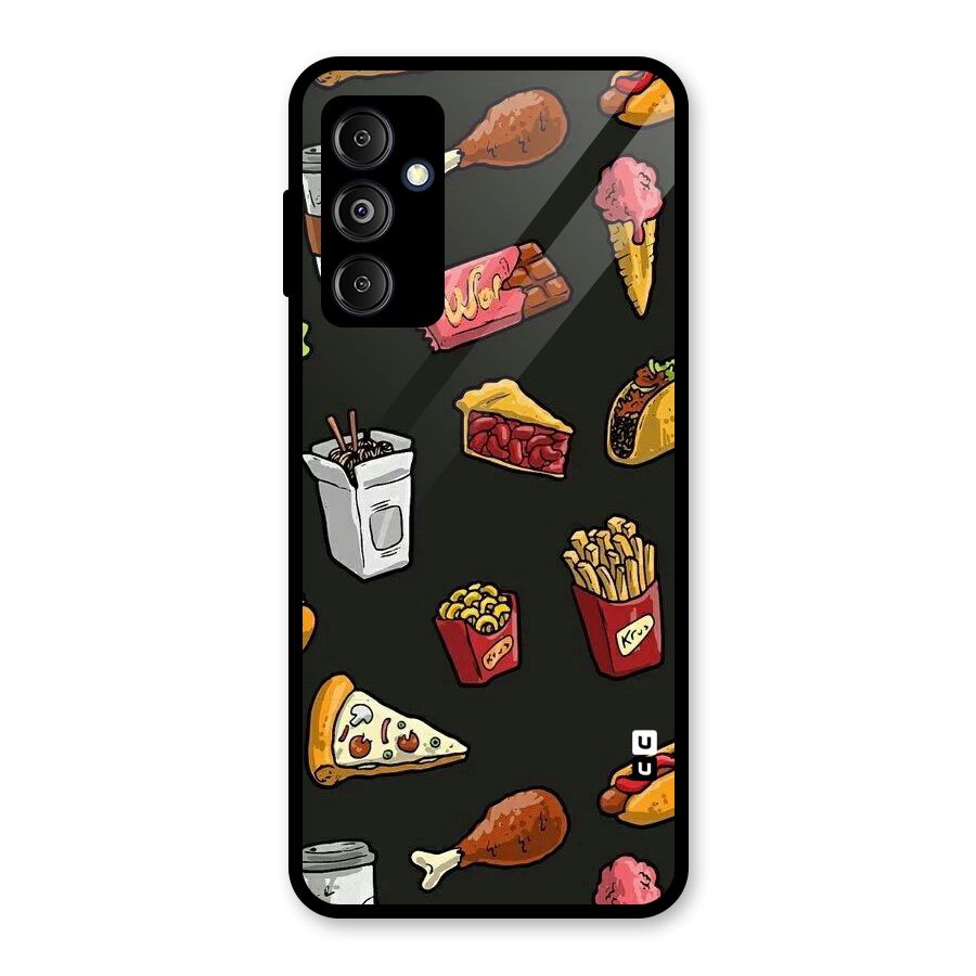 Foodie Pattern Glass Back Case for Galaxy M14 5G