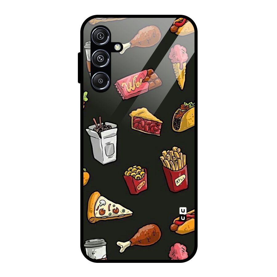 Foodie Pattern Glass Back Case for Galaxy M34 5G