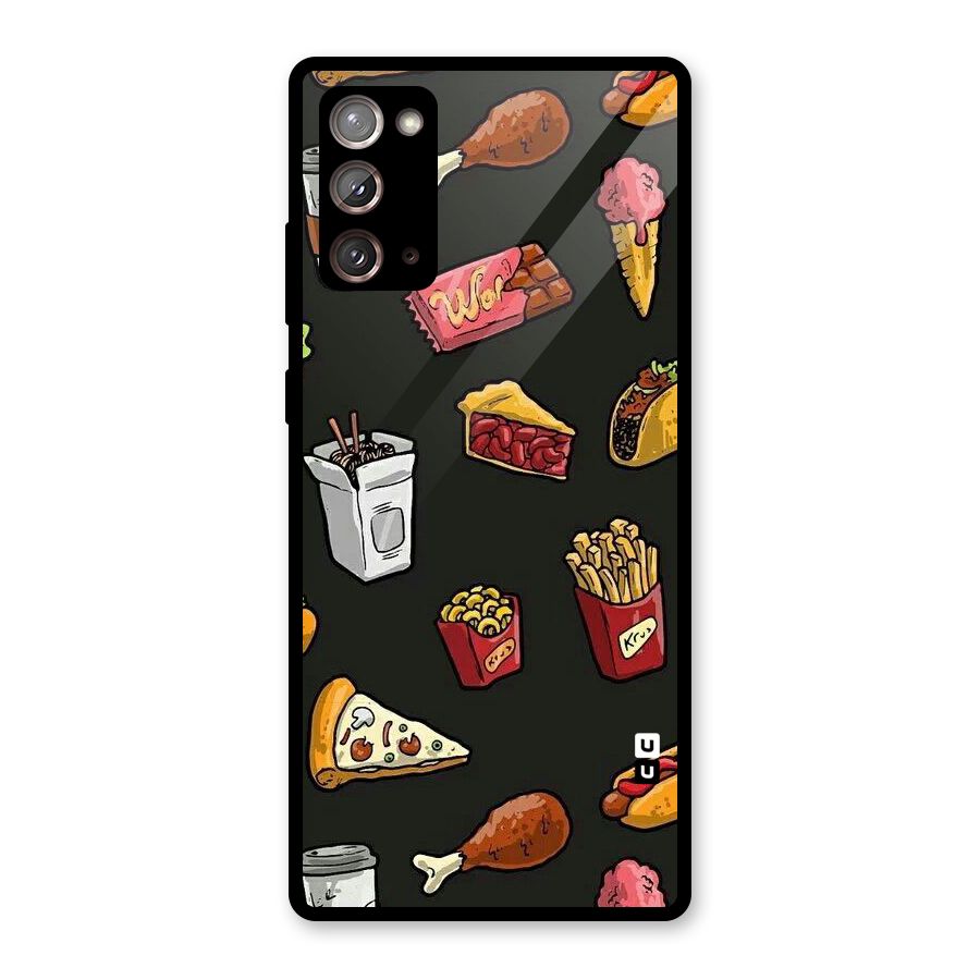Foodie Pattern Glass Back Case for Galaxy Note 20