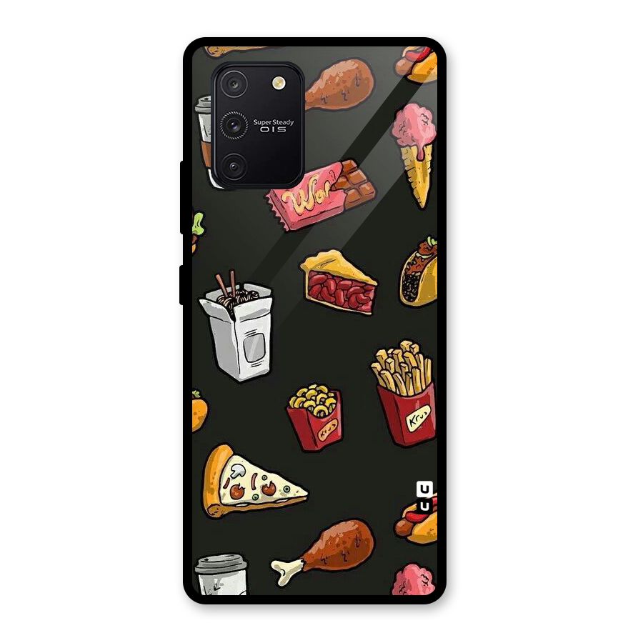 Foodie Pattern Glass Back Case for Galaxy S10 Lite