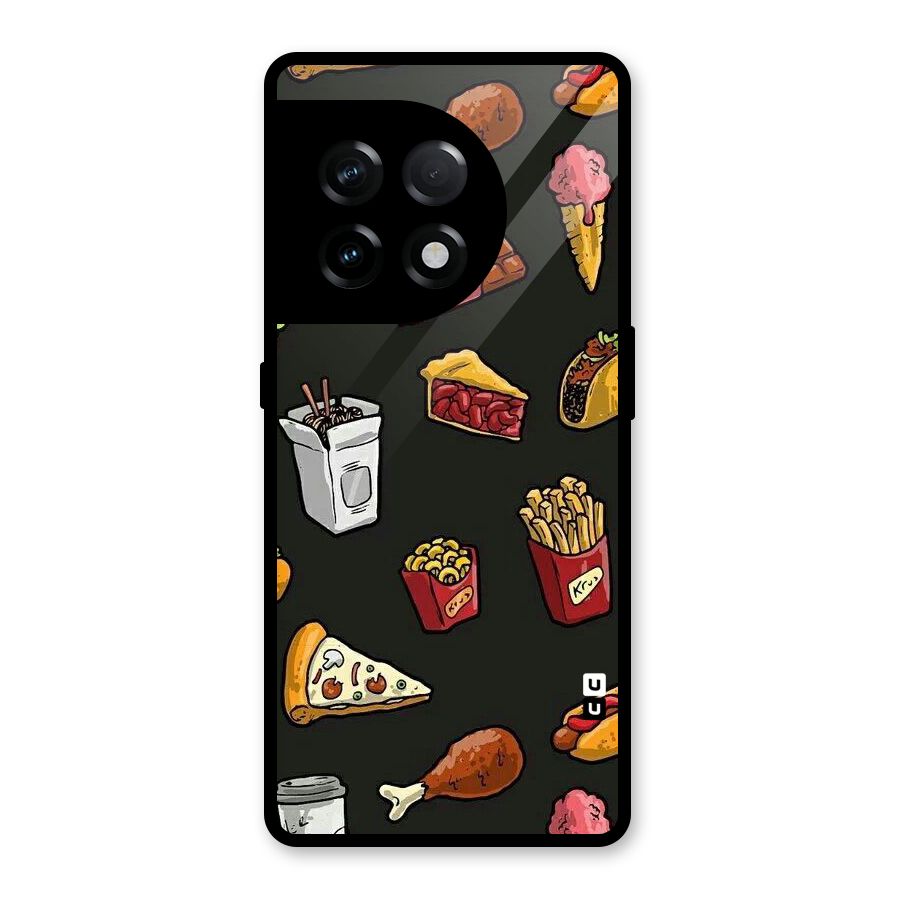 Foodie Pattern Glass Back Case for OnePlus 11R