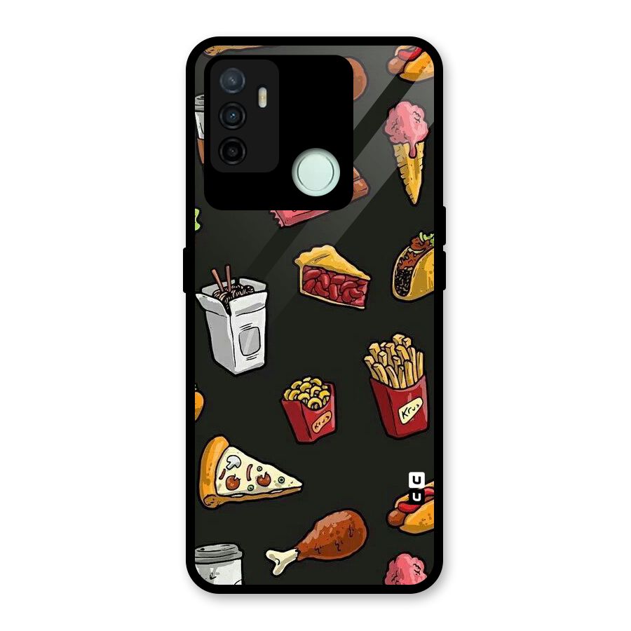 Foodie Pattern Glass Back Case for Oppo A53