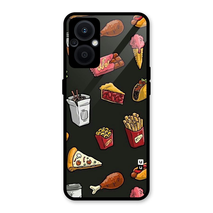 Foodie Pattern Glass Back Case for Oppo F21s Pro 5G