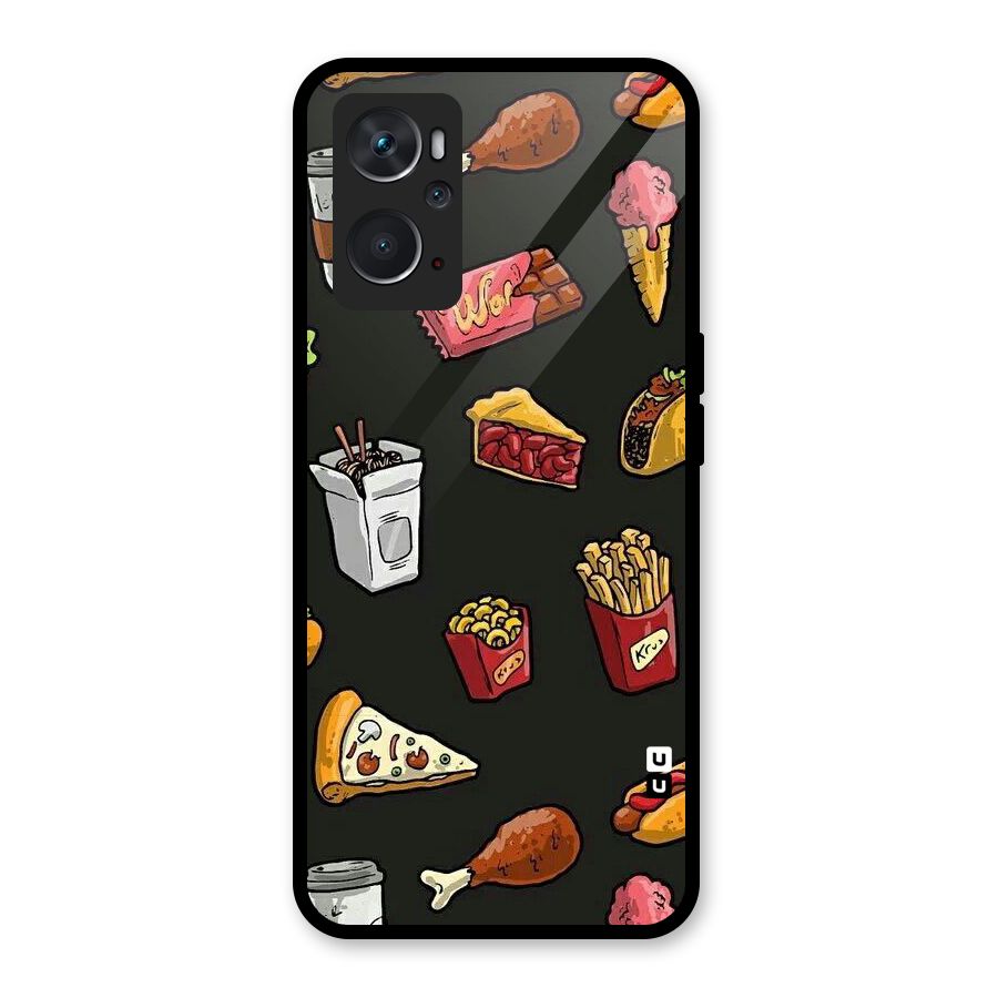 Foodie Pattern Glass Back Case for Oppo K10 4G