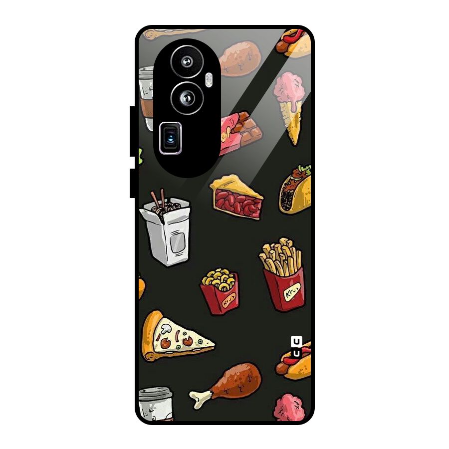 Foodie Pattern Glass Back Case for Oppo Reno10 Pro Plus