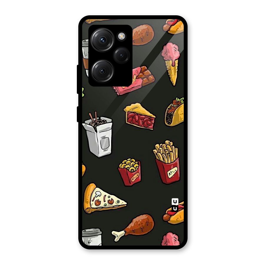 Foodie Pattern Glass Back Case for Poco X5 Pro