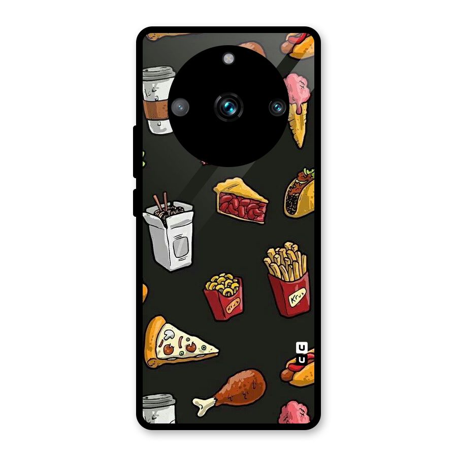 Foodie Pattern Glass Back Case for Realme 11 Pro Plus
