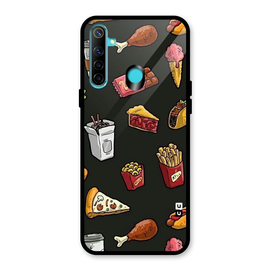 Foodie Pattern Glass Back Case for Realme 5i