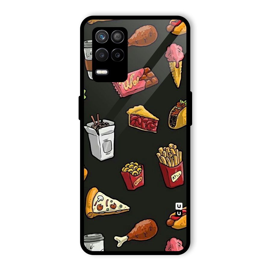 Foodie Pattern Glass Back Case for Realme 8s 5G