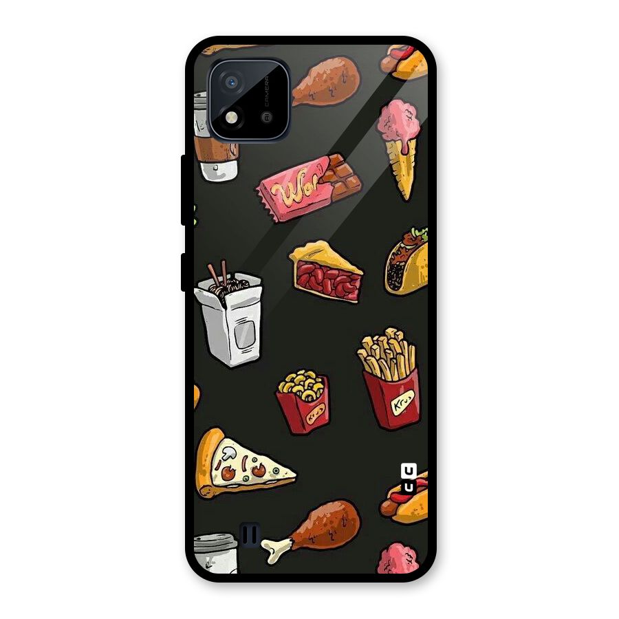 Foodie Pattern Glass Back Case for Realme C11 2021