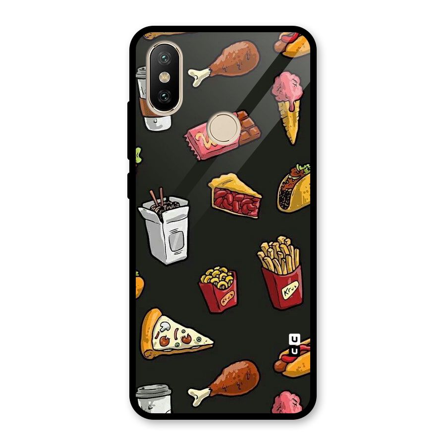 Foodie Pattern Glass Back Case for Redmi A2