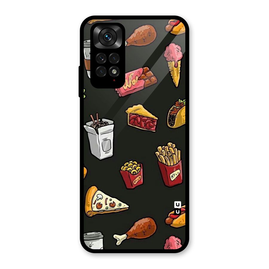 Foodie Pattern Glass Back Case for Redmi Note 11S