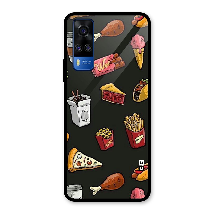 Foodie Pattern Glass Back Case for Vivo Y31