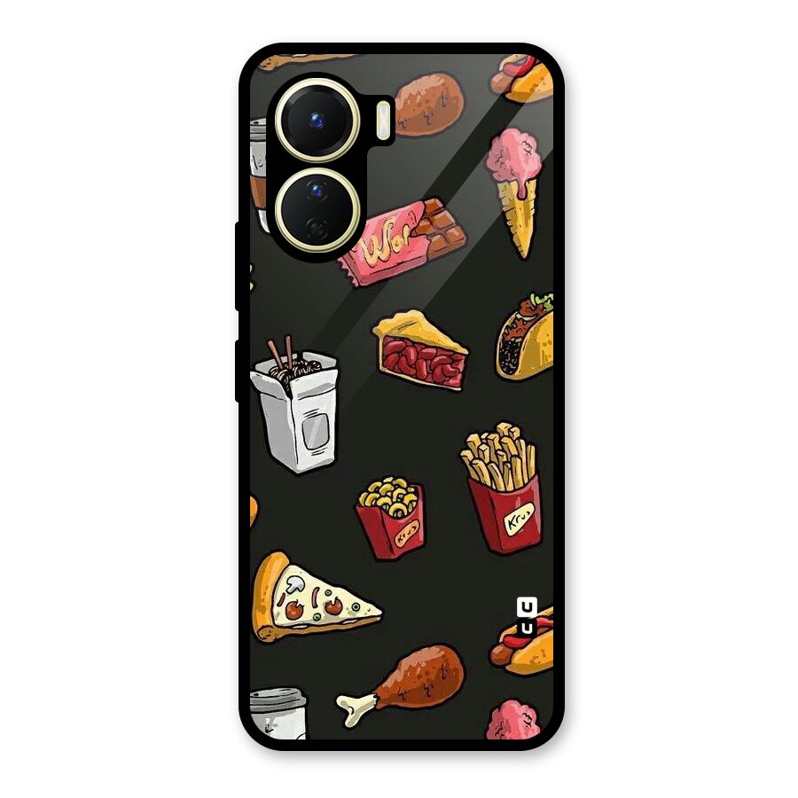 Foodie Pattern Glass Back Case for Vivo Y56