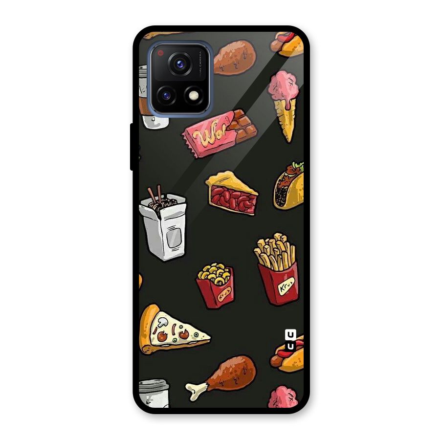 Foodie Pattern Glass Back Case for Vivo Y72 5G