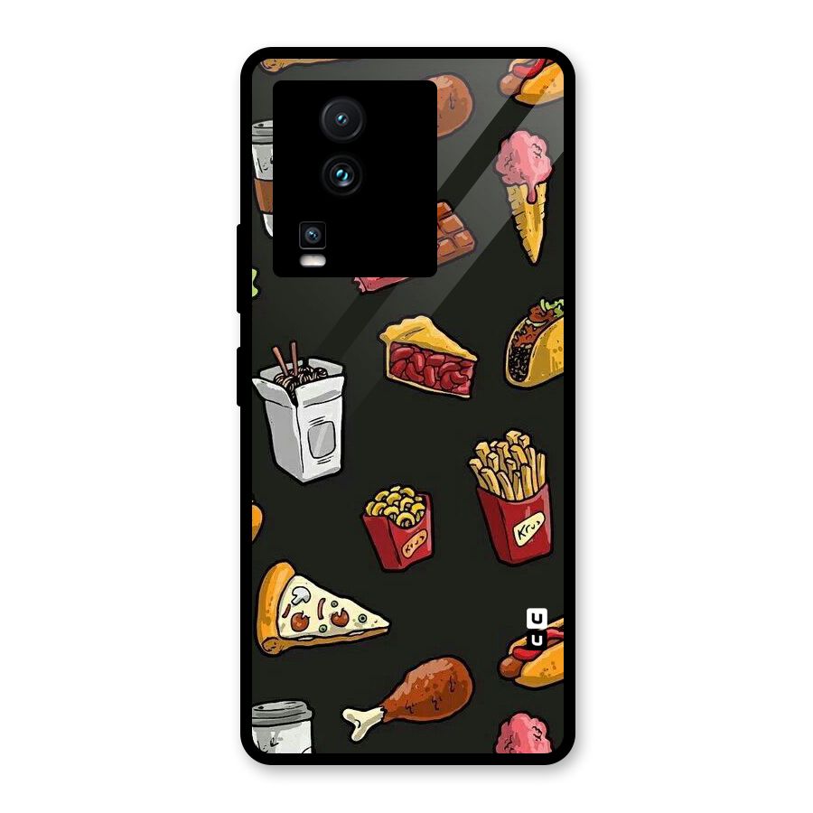 Foodie Pattern Glass Back Case for Vivo iQOO Neo 7