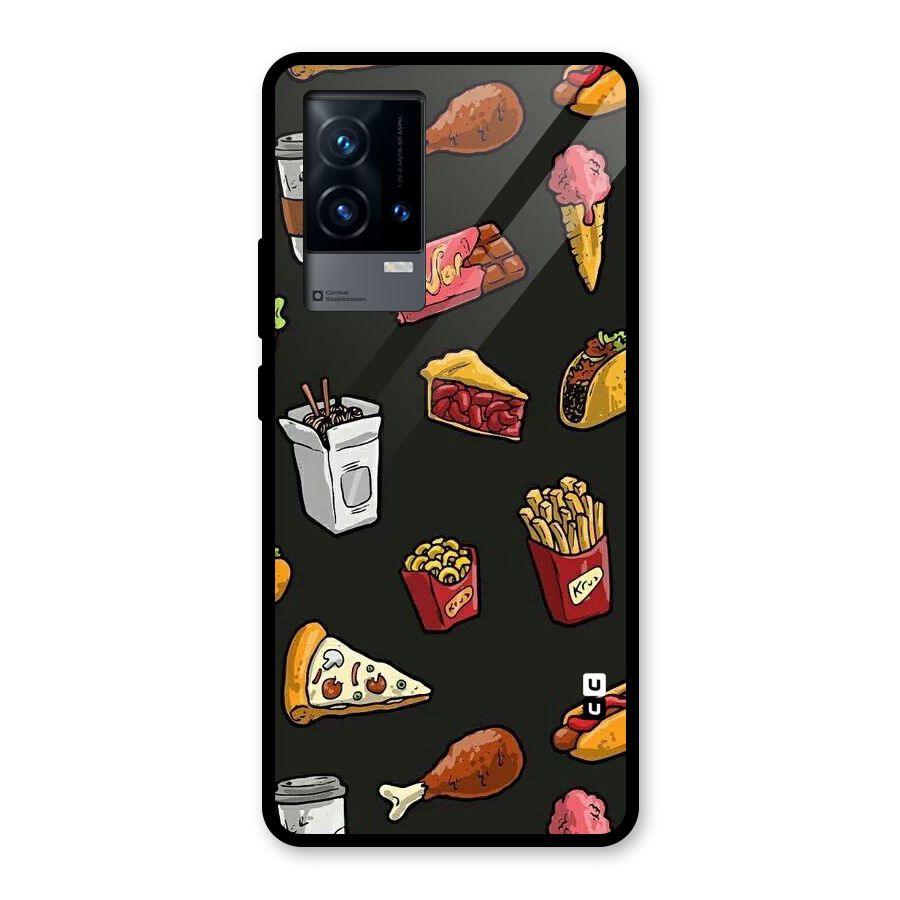 Foodie Pattern Glass Back Case for iQOO 9 5G