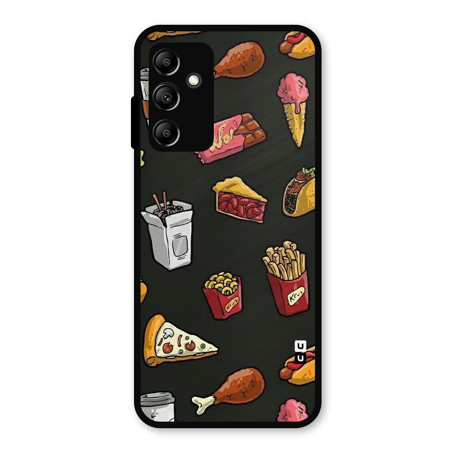 Foodie Pattern Metal Back Case for Galaxy A14 5G