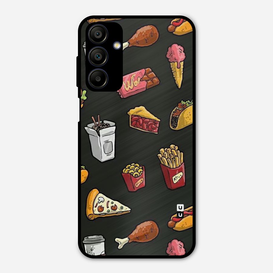 Foodie Pattern Metal Back Case for Galaxy A15 5G