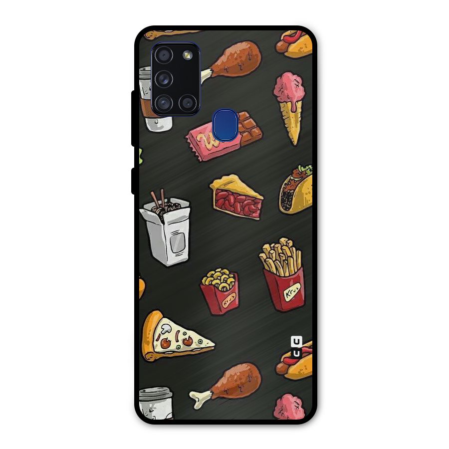Foodie Pattern Metal Back Case for Galaxy A21s
