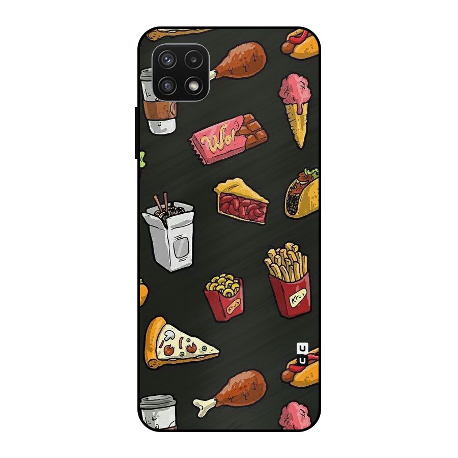 Foodie Pattern Metal Back Case for Galaxy A22 5G