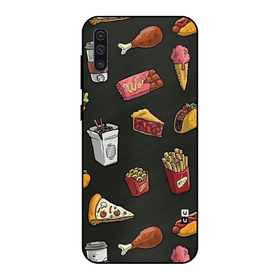 Foodie Pattern Metal Back Case for Galaxy A30s