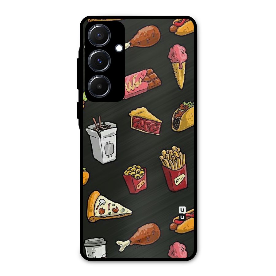 Foodie Pattern Metal Back Case for Galaxy A55