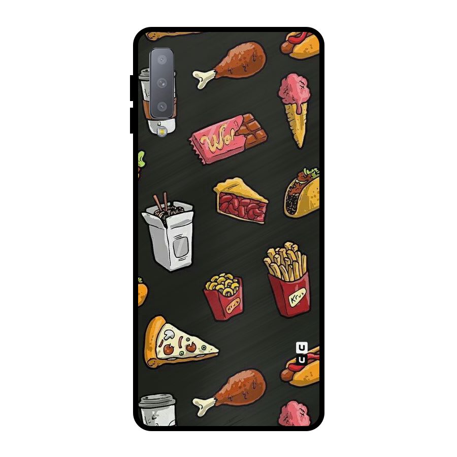 Foodie Pattern Metal Back Case for Galaxy A7 (2018)