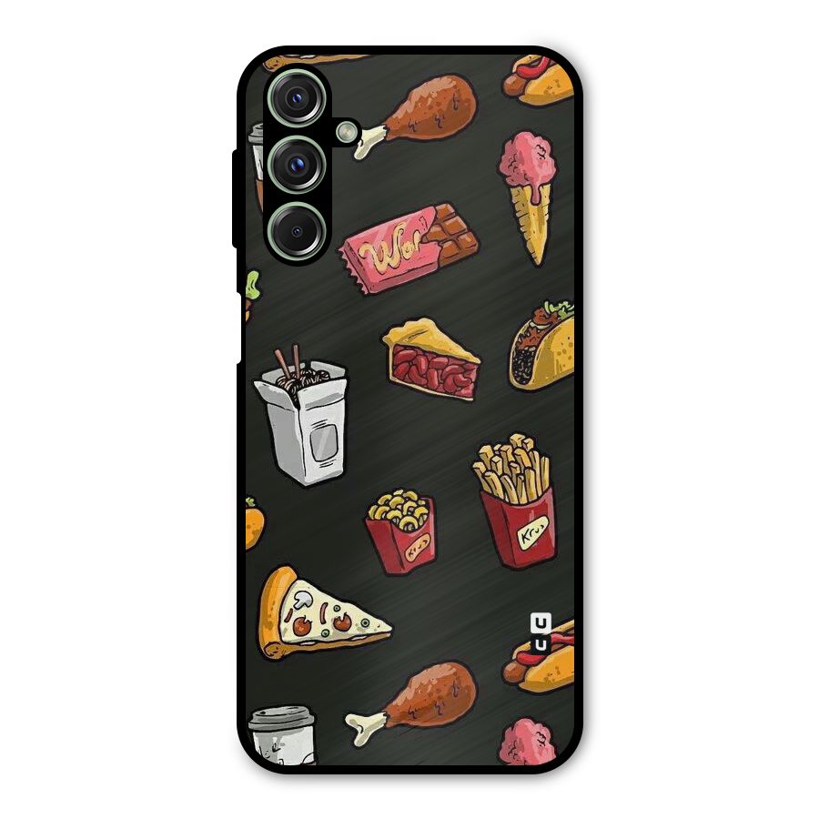 Foodie Pattern Metal Back Case for Galaxy F34