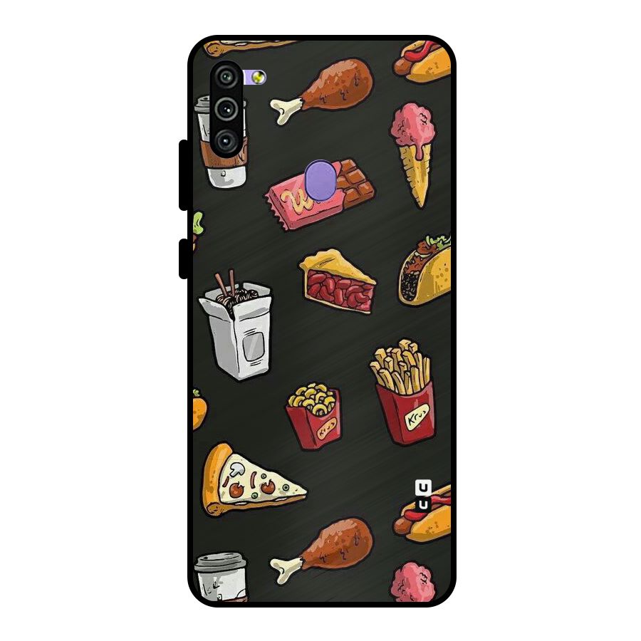 Foodie Pattern Metal Back Case for Galaxy M11