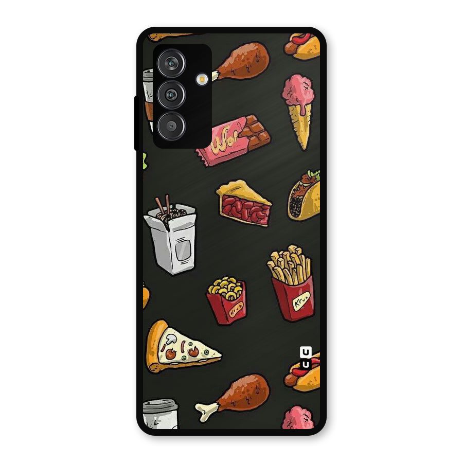 Foodie Pattern Metal Back Case for Galaxy M13