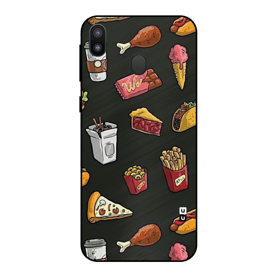 Foodie Pattern Metal Back Case for Galaxy M20