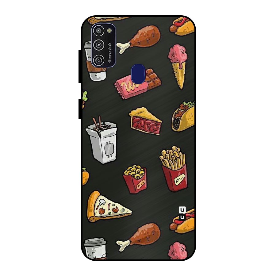 Foodie Pattern Metal Back Case for Galaxy M21
