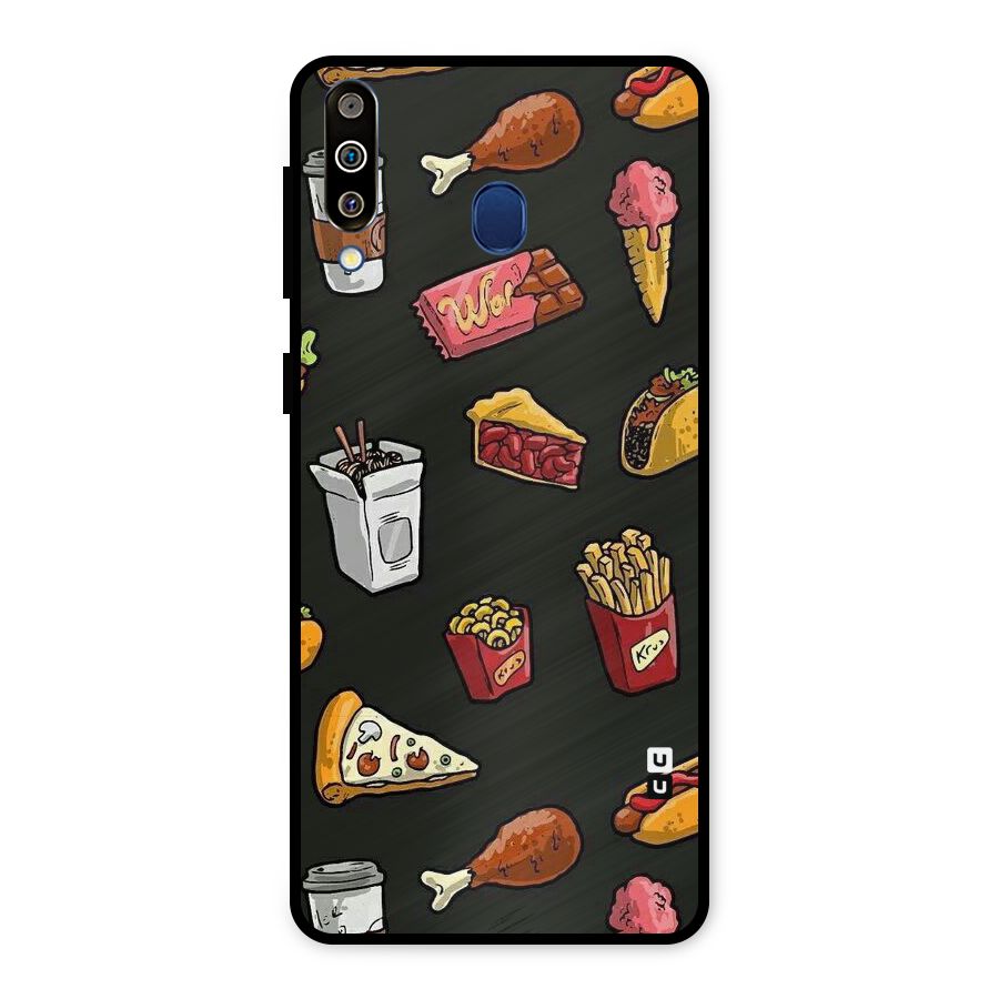 Foodie Pattern Metal Back Case for Galaxy M30