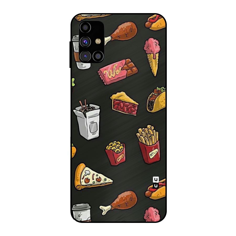 Foodie Pattern Metal Back Case for Galaxy M31s