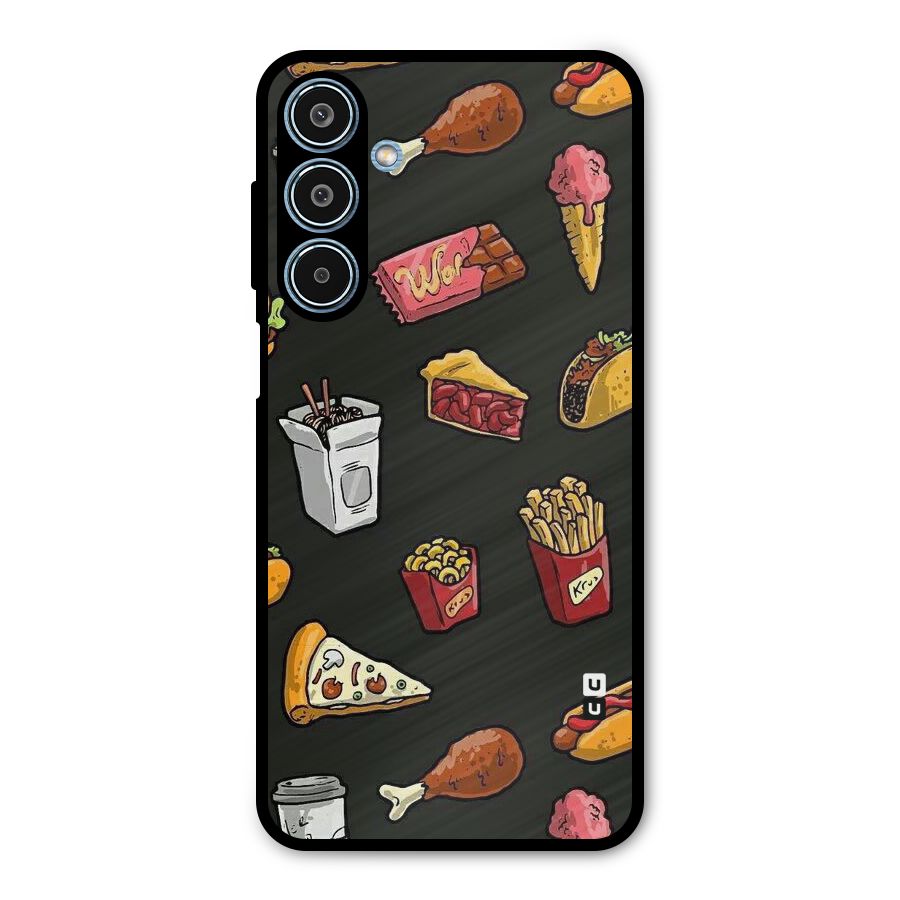 Foodie Pattern Metal Back Case for Galaxy M35