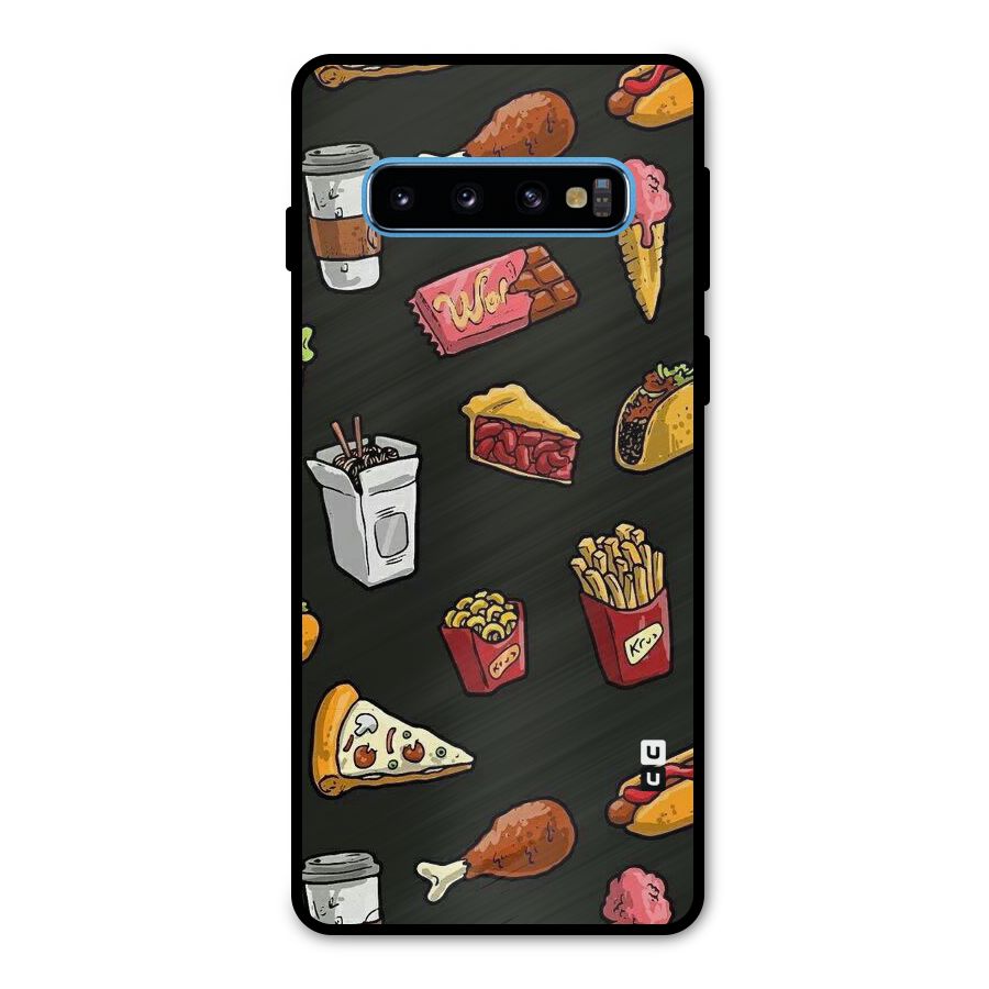 Foodie Pattern Metal Back Case for Galaxy S10