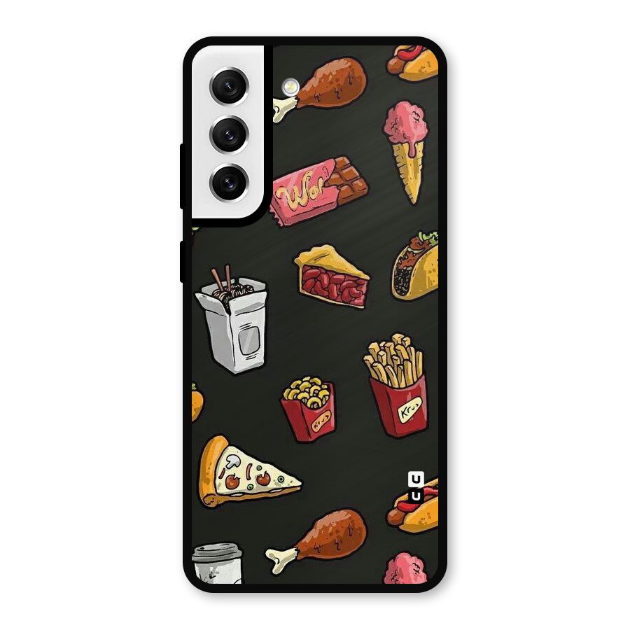 Foodie Pattern Metal Back Case for Galaxy S21 FE 5G
