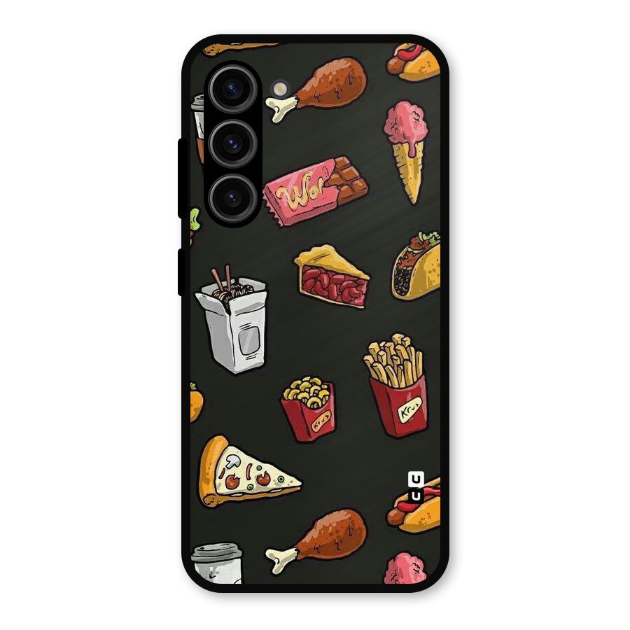 Foodie Pattern Metal Back Case for Galaxy S23