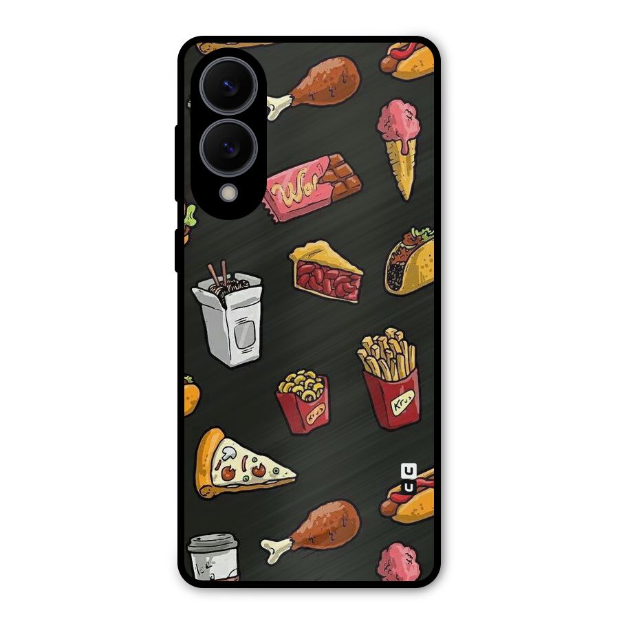 Foodie Pattern Metal Back Case for Galaxy S25 Edge