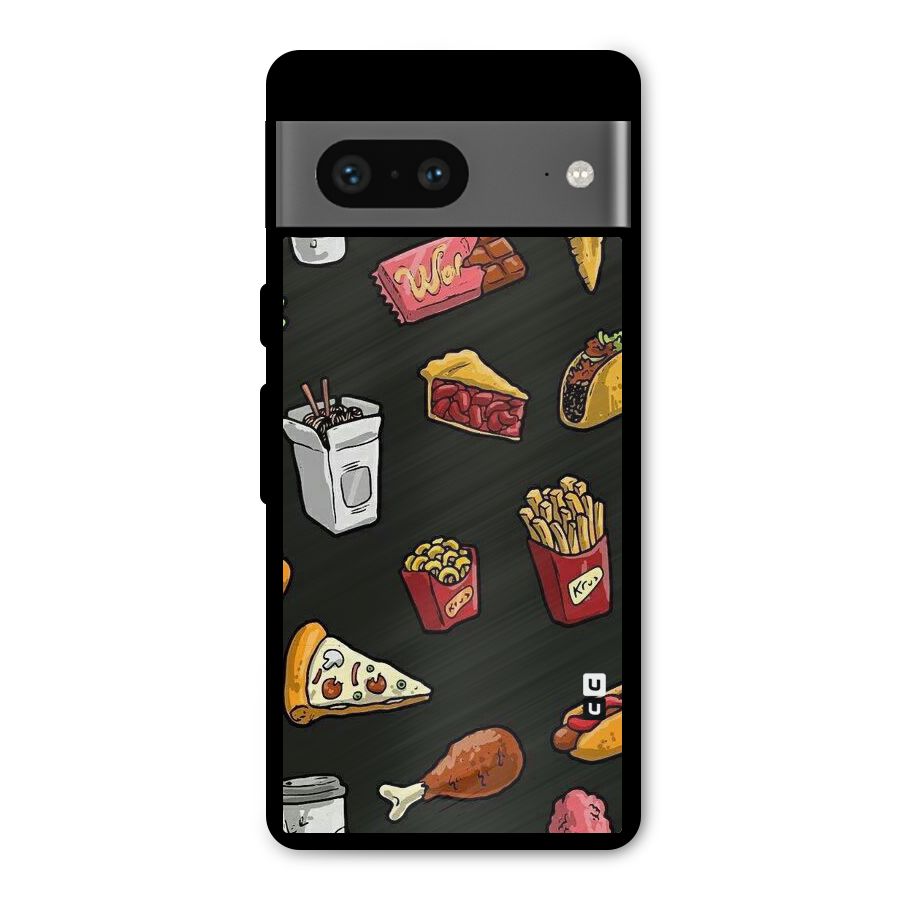 Foodie Pattern Metal Back Case for Google Pixel 7